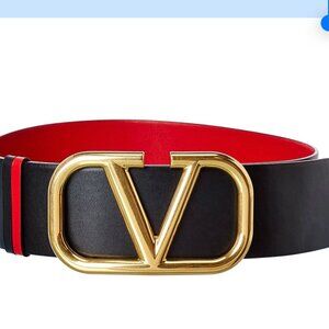 New Valentino Caravani VLogo 70mm Reversible & Adjustable Leather Belt.